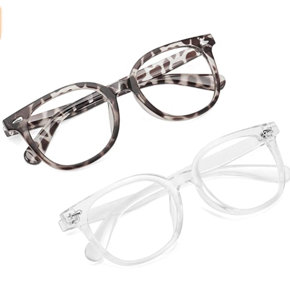 Blue Light Glasses 2 Pk (Grey Leopard + Clear)